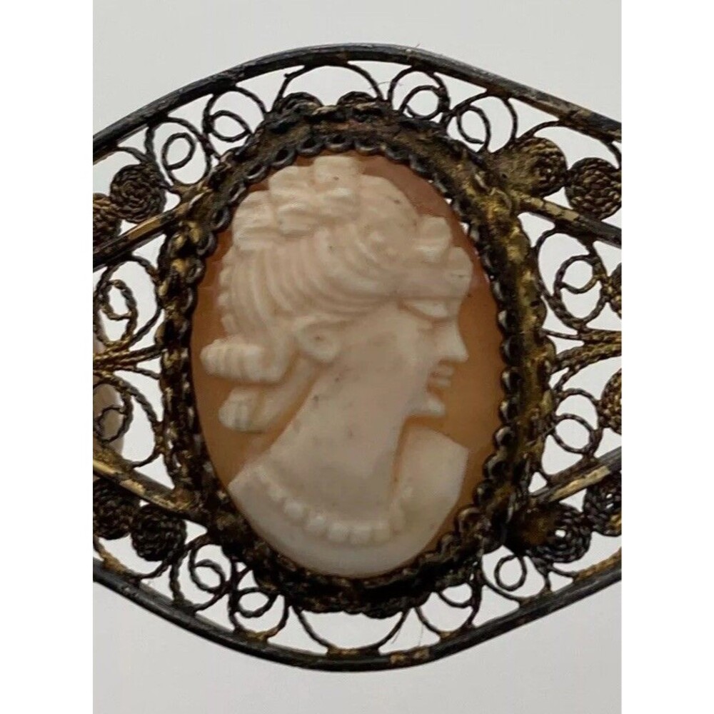 Antique Victorian SterlingSilver 800 Filigree Delicate Cameo Bracelet, 7.5” Rare